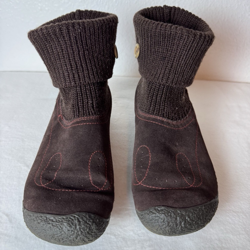 Keen Shay Ankle Boots Womens Size 9.5 Brown Suede Knit Cuff Boho Booties Winter - Picture 9 of 14